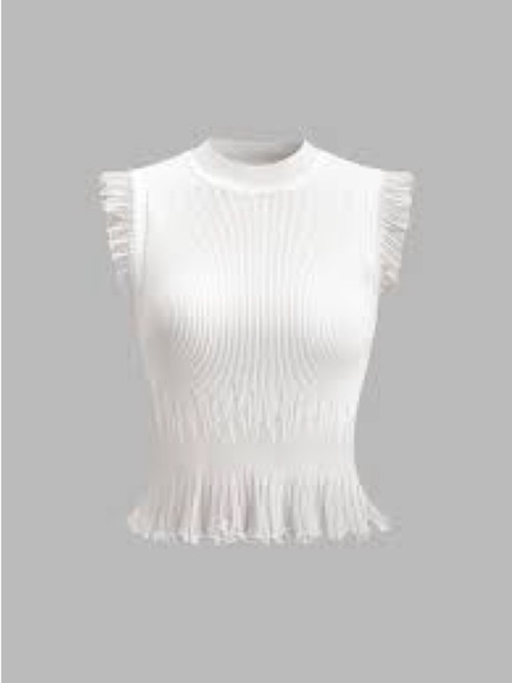 Commense White Fringe Ribbed Knit Top - Picture 2 of 10